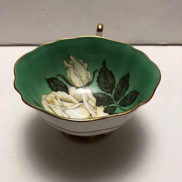 Paragon Double Warrant Cabbage Rose Tea Cup & Saucer Green Teacup Vintage - Picture 11 of 16